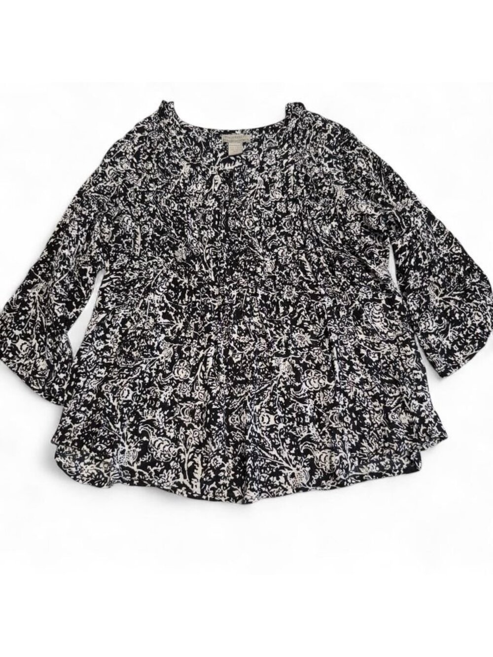 World Market Floral Peasant Blouse Top Women's S/M Summer Flowy Boho Casual